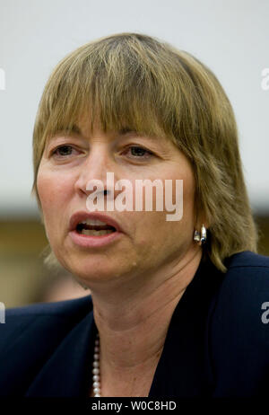 Maria Zuber, department head and professor of geophysics in the Massachusetts Institute of Technology's Department of Earth, Atmospheric, and Planetary Sciences, testifies before a House Science and Technology Committee hearing on 'National Aeronautics and Space Administration (NASA) at 50: Past Accomplishments and Future Opportunities and Challenges' on Capitol Hill in Washington on July 30, 2008. (UPI Photo/Patrick D. McDermott)