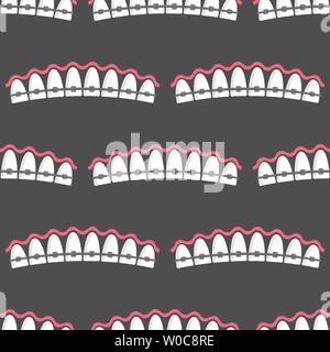 Medical Braces Teeth. Dental Care Seamless Background. Orthodontic Treatment. Stock Vector