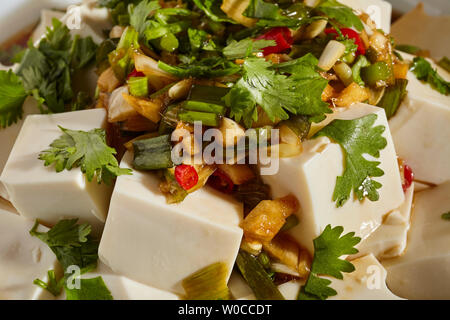 Cold marinated tofu salad, called liangban tofu in China Stock Photo