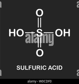 Sulfuric Acid formula illustration on the dark background Stock Vector