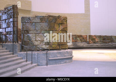 For the first time in history the Smithsonian Institution is dedicating an entire museum to the American Indian in Washington. The front lobby is designed to be a earthy and natural representation of the Native American lifetyle. The Museum is due to open to the public Sept. 21, 2004. (UPI Photo/ Arianne Starnes) Stock Photo