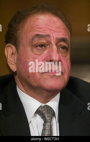 Roland Arnall, nominee to be Ambassador to the Kingdom of the Netherlands, testifies before the Senate Foreign Relations Committee hearing on ambassador nominations on Capitol Hill in Washington,  DC on October 20, 2005.   (UPI Photo/Kamenko Pajic) Stock Photo