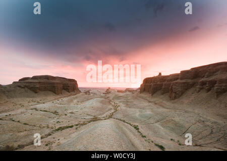 In the evening, the ghost city of Urhe, Xinjiang. Stock Photo