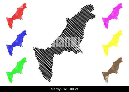 Kaohsiung City (Administrative divisions of Taiwan, Republic of China, ROC, Special municipalities) map vector illustration, scribble sketch Kaohsiung Stock Vector