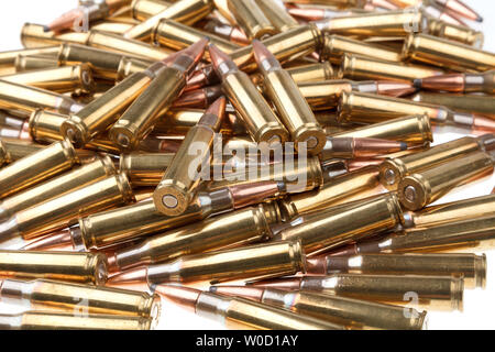 308 Ammunition with projectiles Flat Lay on board surrounded by