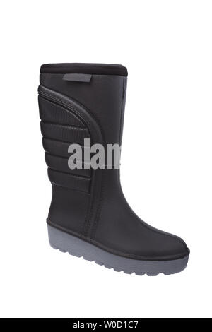 warm rubber boots with tractor soles isolated on white background Stock Photo