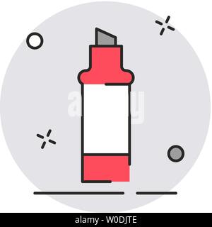 Office highlighter or marker icon. Modern flat design style. Vector simple illustration icon for web site page, marketing, mobile app, design element Stock Vector