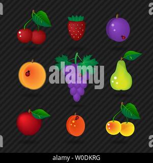 collection of ripe fruits vector for design Stock Vector