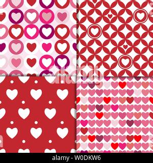 four seamless colorful valentine patterns vector background Stock Vector
