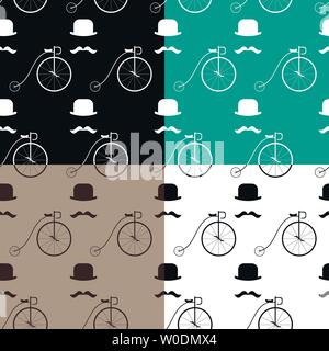 abstract seamless pattern with hipster elements vector background Stock Vector