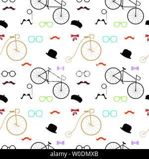 abstract colorful seamless pattern with hipster elements vector background Stock Vector