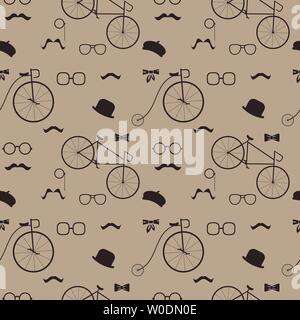 abstract seamless pattern with hipster elements vector background Stock Vector