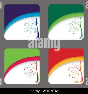 four colorful vector card templates with the seasons Stock Vector
