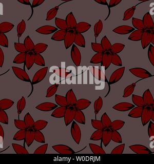 seamless pattern of lily flowers vector background Stock Vector