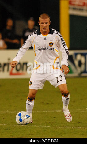 LA Galaxy's David Beckham plays in the second half against the DC United at RFK Stadium in Washington on August 9, 2007. The United beat the Galaxy 1-0.  (UPI Photo/Alexis C. Glenn) Stock Photo