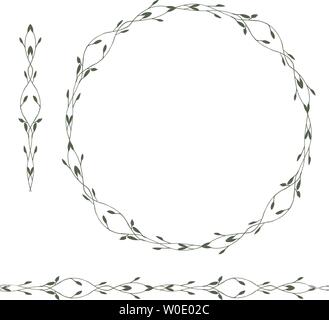 Vector floral frame. Round hand drawn floral frames on white background. Design elements for wedding cards, prints, greeting cards illustration Stock Vector