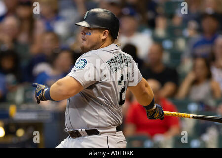 Milwaukee Brewers' Daniel Vogelbach during the fourth inning of a baseball  game against the Los Angeles Dodgers Sunday, May 2, 2021, in Milwaukee. (AP  Photo/Aaron Gash Stock Photo - Alamy