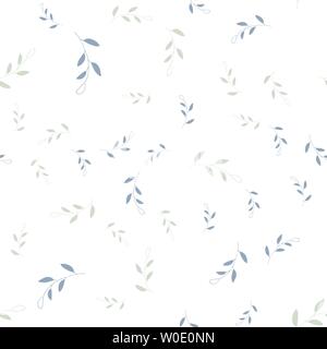 Seamless pattern of abstract branches and flowers on a white background. hand drawn vector illustration Stock Vector