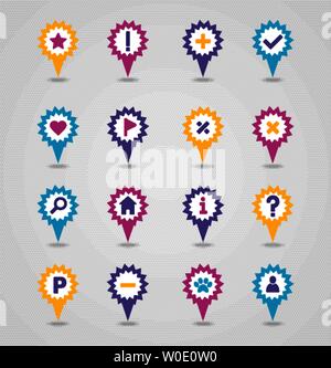 Pin map icon set. Map pointer. Map markers. Destination vector icon. GPS location symbol. Mapping pins icon EPS 10 vector file has transparency, shado Stock Vector