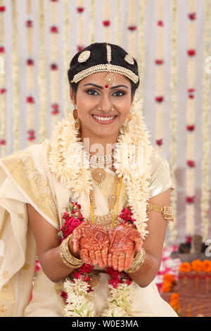 Indian Bride Showing Mehndi Tattoos Design Stock Photo - Image of ceremony,  fashion: 182498160