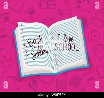 text books and supplies back to school Stock Vector