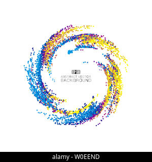 Spiral abstract pattern background composed of colored particle dots Stock Photo