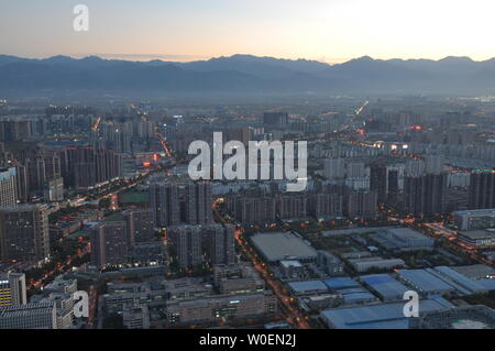 Panoramic night view of the city of Xi'an, Shaanxi Province Stock Photo