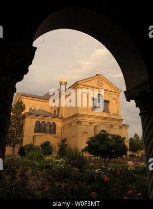 The church at Mount St. Sepulchre, a Franciscan monastery and Commissariat of the Holy Land in America, is seen in Washington on July 12, 2009.        (UPI Photo/Roger L. Wollenberg) Stock Photo