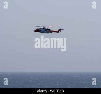 Owenahincha, West Cork, Ireland, 27th June 2019, Air and Sea rescue services were called out today to locate a missing swimmer reported off Owenahincha beach. The search involved the RNLI, Coastguard plus a Search Helicopter and Aircraft. The swimmer was located safe and well swimming off the beach. Credit aphperspective/ Alamy Live News Stock Photo