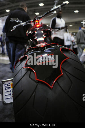 A customized motorcycle is seen at the 29th Annual Cycle World International Motorcycle Show in Washington on January 16, 2010.  UPI/Alexis C. Glenn Stock Photo