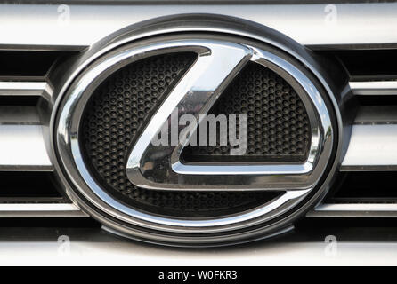 The logo on a Lexus GX 460 is seen at the Pohanka Lexus dealership in Chantilly, Virginia, on April 14, 2010. Toyota Motor Corp. suspended sales of the car after Consumer Reports warned shoppers not to buy the sport utility vehicle because of roll over concerns on sharp turns.    UPI/Roger L. Wollenberg Stock Photo