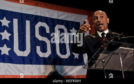 Montel Williams speaks at the USO 28th Annual Awards Dinner in Arlington, Virginia on April 14, 2010. UPI/Alexis C. Glenn Stock Photo
