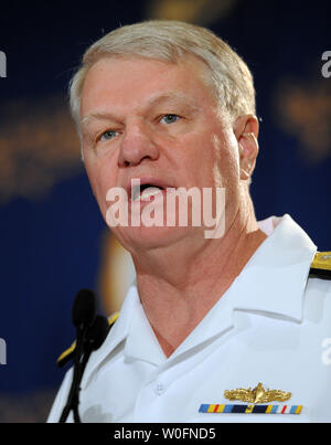 Adm. Gary Roughead, chief of Naval Operations, speaks during the Navy League Sea-Air-Space Exposition at National Harbor, Maryland, on May 3, 2010.   UPI/Roger L. Wollenberg Stock Photo