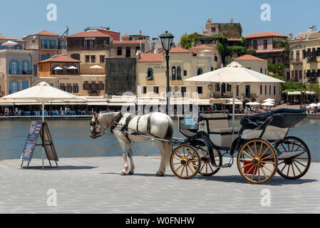 Horse and carriage ride waiting for passengers in the main (Medieval ...