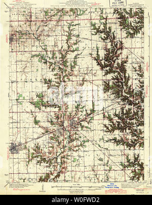 USGS TOPO Map Illinois IL Casey 309324 1943 62500 Restoration Stock Photo