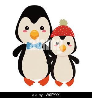 Couple of penguins design, Animal cute zoo life nature and fauna theme Vector illustration Stock Vector