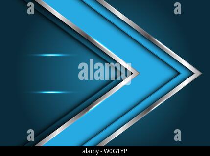 Abstract blue silver line arrow direction with blank space light design modern futuristic luxury background vector illustration. Stock Vector