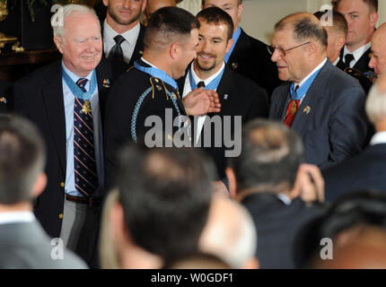 Sergeant First Class Leroy Arthur Petry, U.S. Army, waits to receive his  Medal of Honor from U.S. President Barack Obama for his heroic actions in  Afghanistan in May, 2008, during a ceremony