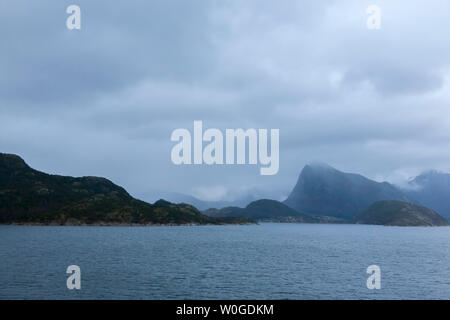 Early morning approach to Ørnes, Nordland, Norway Stock Photo
