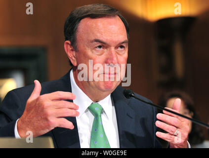 Wal-Mart CEO Michael Duke testifies before a Senate Finance Committee hearing on the U.S. tax code and how it affects business practices, on Capitol Hill in Washington on July 27, 2011.  UPI/Kevin Dietsch Stock Photo