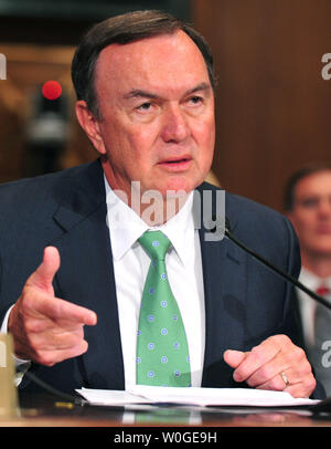 Wal-Mart CEO Michael Duke testifies before a Senate Finance Committee hearing on the U.S. tax code and how it affects business practices, on Capitol Hill in Washington on July 27, 2011.  UPI/Kevin Dietsch Stock Photo