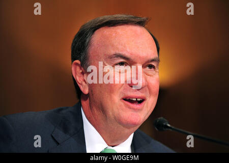 Wal-Mart CEO Michael Duke testifies before a Senate Finance Committee hearing on the U.S. tax code and how it affects business practices, on Capitol Hill in Washington on July 27, 2011.  UPI/Kevin Dietsch Stock Photo