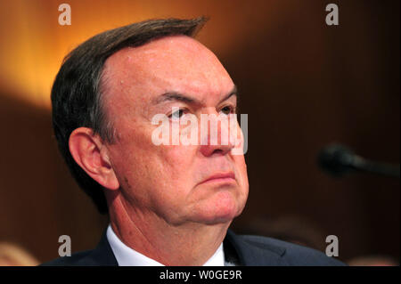 Wal-Mart CEO Michael Duke testifies before a Senate Finance Committee hearing on the U.S. tax code and how it affects business practices, on Capitol Hill in Washington on July 27, 2011.  UPI/Kevin Dietsch Stock Photo