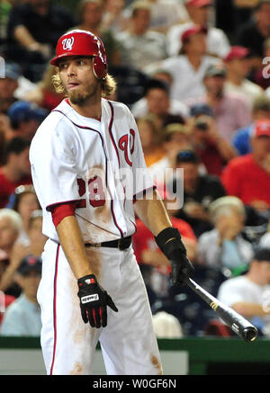 Washington Nationals' Jayson Werth reacts after striking out