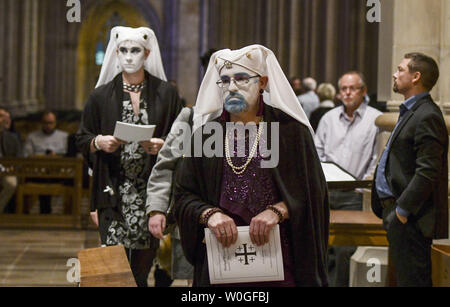 Attendees of the Matthew Shepard remembrance service enter the Washington National Cathedral on October 26, 2018 in Washington, DC. Shepard was murdered in Wyoming twenty years ago and is to be interred at the National Cathedral. Photo by Leigh Vogel/UPI Stock Photo