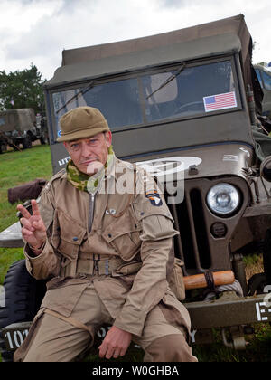 A World War 2 historical reenactment enthusiast in Normandy Stock Photo