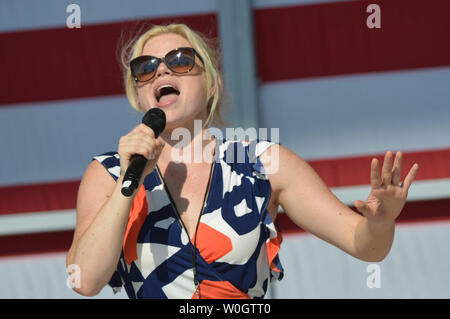 Megan Hilty performs during a rehearsal for 'A Capitol Fourth' concert on the National Mall in Washington, D.C. on July 3, 2012.  UPI/Kevin Dietsch Stock Photo