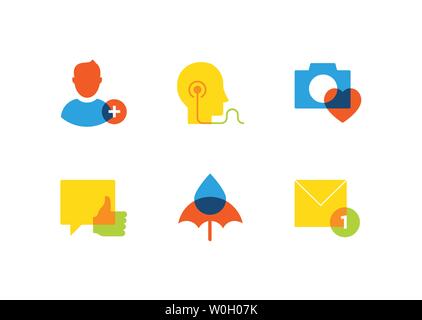 Technology and social media - flat design style icons set Stock Vector