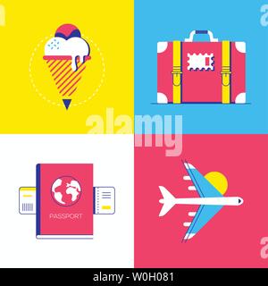 Summer vacation - colorful flat design style elements Stock Vector