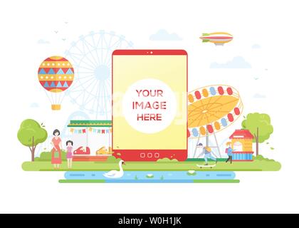 Amusement park - flat design style vector illustration Stock Vector